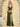 V-Neck Acetate Satin Bodice Draped Bridesmaid Dress With Split - Olive Green