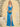 V-Neck Acetate Satin Bodice Draped Bridesmaid Dress With Split - Blue