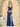 V-Neck Acetate Satin Bodice Draped Bridesmaid Dress With Split - Royal Blue