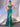 Pleated Boned Mermaid Satin Prom Dress With Slit-Turquoise