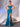 Pleated Boned Mermaid Satin Prom Dress With Slit-Blue