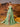 Asymmetrical Removable Bow Drop Ball Gown Prom Dress With Pocket - Sage Green