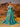 Asymmetrical Removable Bow Drop Ball Gown Prom Dress With Pocket - Turquoise