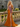 Sparkly Lace Cut Waist Split Long Mermaid Prom Dress in Orange