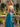 Sparkly Lace Cut Waist Split Long Mermaid Prom Dress in Blue