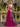 Sparkly Lace Cut Waist Split Long Mermaid Prom Dress in Fuchsia