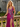 Sparkly Lace Cut Waist Split Long Mermaid Prom Dress in Fuchsia