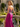 Sparkly Lace Cut Waist Split Long Mermaid Prom Dress in Fuchsia