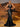 Halter Cut Front Lace Embroidery Mermaid Satin Prom Dress-Black