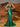 Halter Cut Front Lace Embroidery Mermaid Satin Prom Dress-Emerald Green